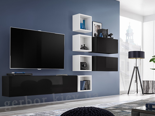 Фото гостиной BLOX VII ZW ASM MEBLE черный + белый / черный глянец