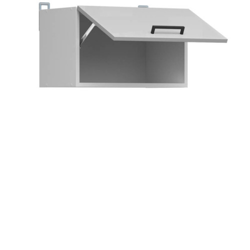 Фото кухні JUNONA LINE 230 BBL BRW світло-сірий глянець (без стільниці) – наповнення навісної шафи GO/50/30