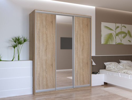 СІТІ ЛАЙТ Шафа-купе 2 ДСП / 1 Дзеркало ДОРОС (DOROS) 180x60x225