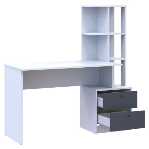 Фото письмового столу T2 ДОРОС (DOROS) білий / графіт – вигляд збоку наповнення