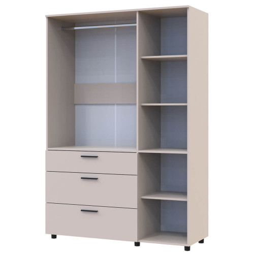 Фото шафи ТОРН 3 ДСП/3Ш штанга ДОРОС (DOROS) кашемір – вигляд збоку наповнення