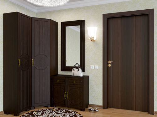 Фото углового шкафа МОНБЛАН МБ-2 САНТИ орех темный в интерьере прихожей