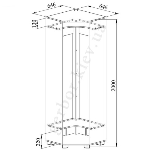 Фото углового шкафа МОНБЛАН МБ-2 САНТИ - размеры