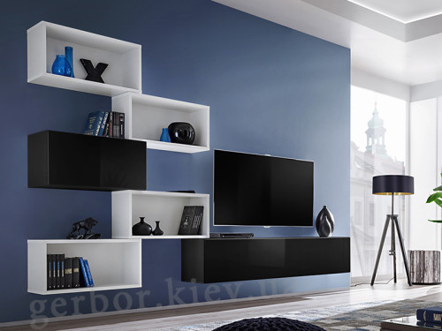 Фото гостиной BLOX VIII ZW ASM MEBLE черный + белый / черный глянец