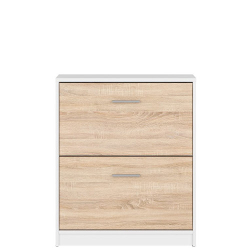 Фото тумбы для обуви NEPO PLUS SFB2K2 BRW белый / дуб сонома - вид спереди