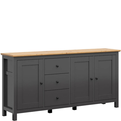 На фото комод HESEN KOM3D3S/10/20 BRW графит / дуб артизан – вид сбоку