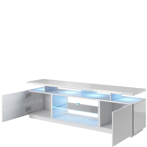 На фото схема наполнения тумбы ТВ EVA CAMA MEBLE черный глянец