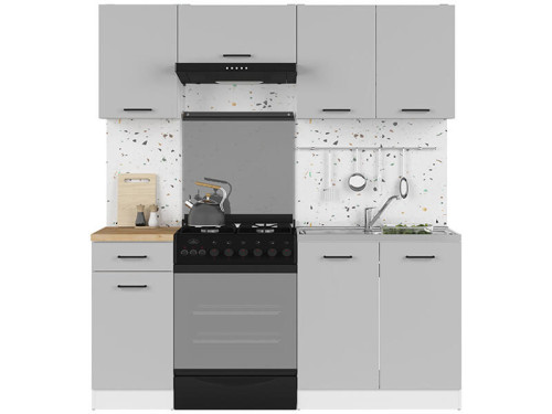 Фото кухні JUNONA LINE 180 BBL BRW світло-сірий глянець зі стільницею