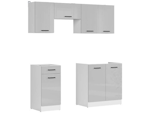 Фото кухні JUNONA LINE 180 BBL BRW світло-сірий глянець (без стільниці) – вигляд збоку