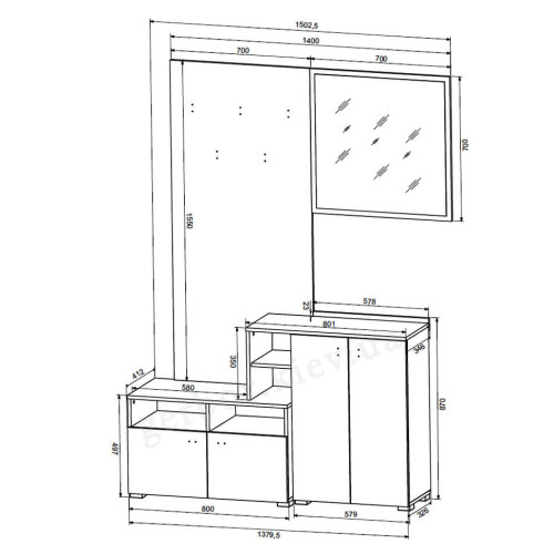 Фото передпокою ЕБРО БРВ (ВМК) – схема з розмірами