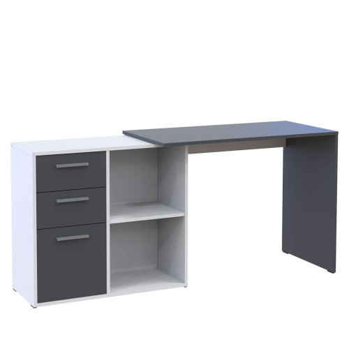 Фото письмового столу T8 ДОРОС (DOROS) білий / графіт – вигляд збоку