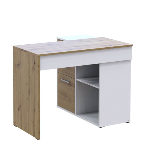 Фото письмового столу T8 ДОРОС (DOROS) білий / дуб артизан – тильна сторона