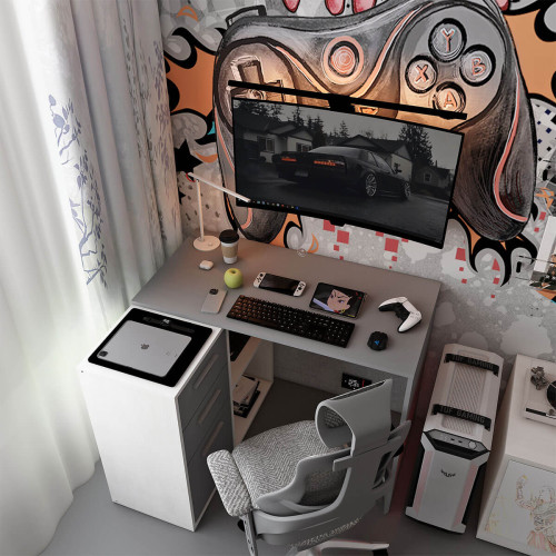 Фото письмового столу T8 ДОРОС (DOROS) білий / графіт – вигляд зверху