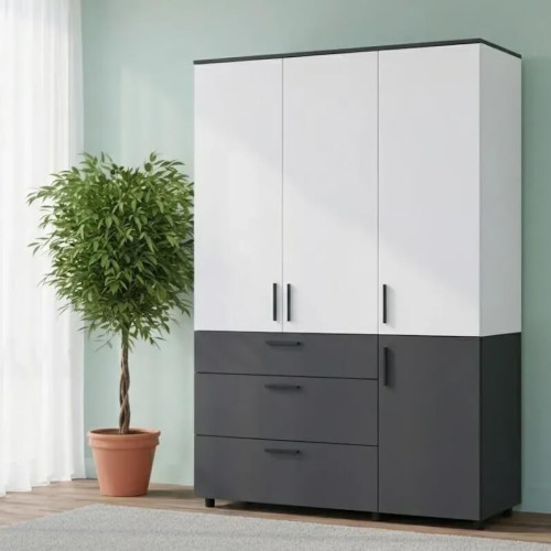 Фото шафи ТОРН 3 ДСП/3Ш полиці ДОРОС (DOROS) антрацит / білий  в інтер'єрі