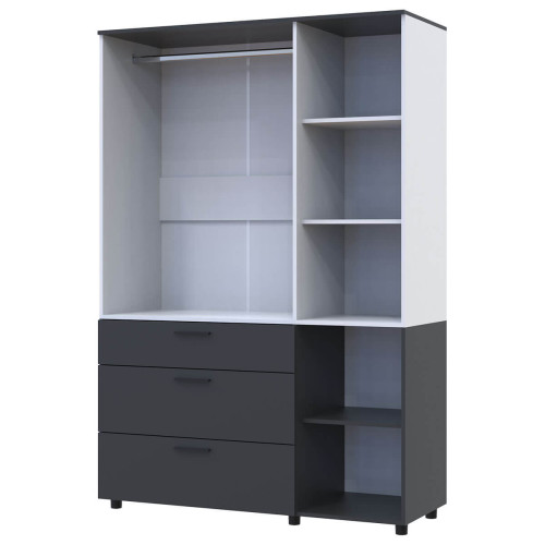 Фото шафи ТОРН 3 ДСП/3Ш полиці ДОРОС (DOROS) антрацит / білий – вигляд збоку наповнення