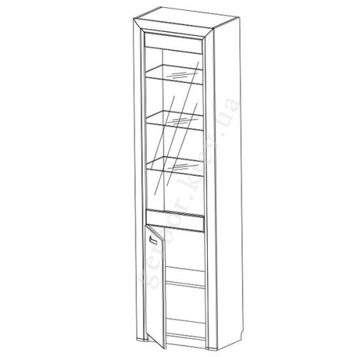 На фото схема наполнения  витрины OLIVIA 1D1W/60 MEBELBOS