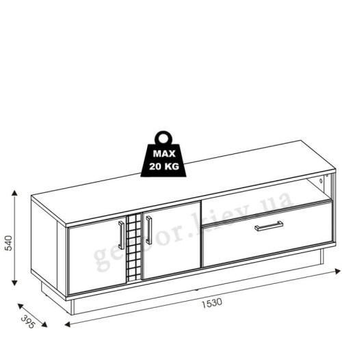 Фото тумбы ТВ MARCO MR1 BOGFRAN – схема с размерами