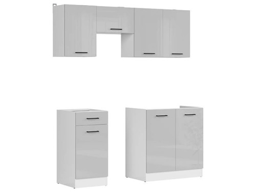 Фото кухні JUNONA LINE 170 BBL BRW світло-сірий глянець (без стільниці) – вигляд збоку