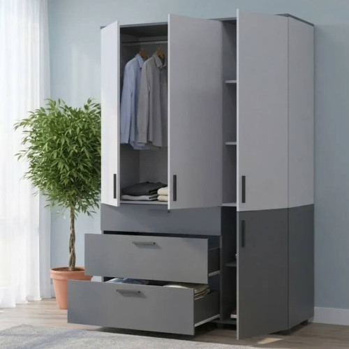 Фото наповнення шафи ТОРН 3 ДСП/3Ш штанга ДОРОС (DOROS) антрацит / сірий в інтер'єрі