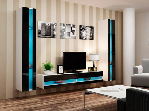 VIGO CAMA MEBLE Комплект New 3 белый / черный глянец