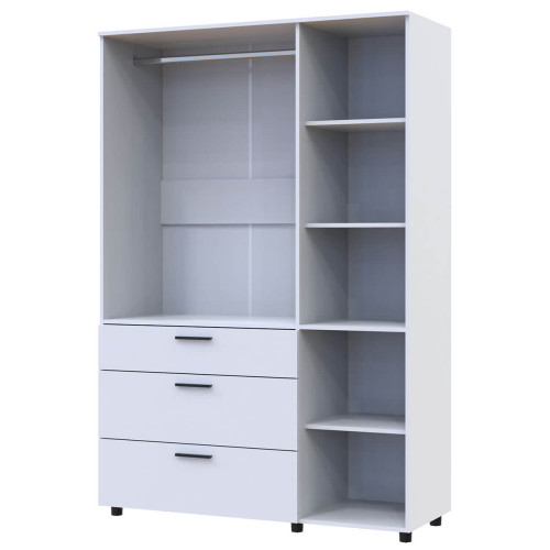 Фото білої шафи ТОРН 3 ДСП/3Ш штанга ДОРОС (DOROS) – вигляд збоку наповнення