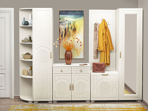 Фото тумбы МОНБЛАН МБ-5 САНТИ белое дерево в интерьере прихожей