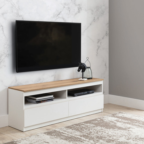 Фото тумби ТВ REMI RM01 LIVEO BOGFRAN білий / дуб евок в інтер'єрі