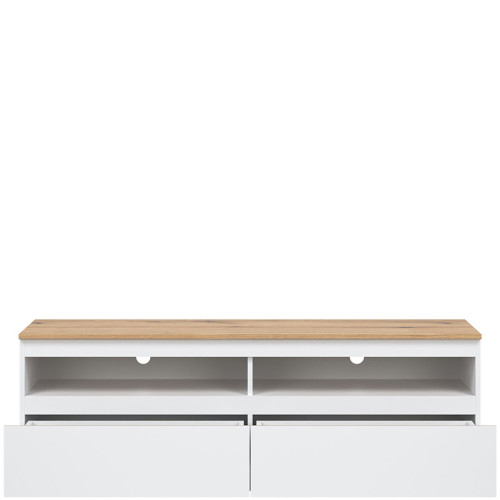 Фото тумби ТВ REMI RM01 LIVEO BOGFRAN білий / дуб евок – вигляд спереду наповнення