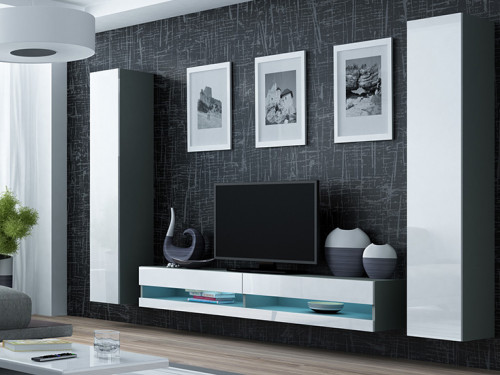 VIGO CAMA MEBLE Комплект New 4 серый / белый глянец