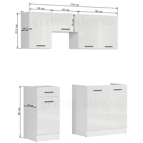 Фото кухні JUNONA LINE 170 ZBL BRW крейдяний глянець – розміри