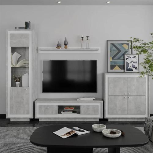 Фото полиці АНТАРЕС POL150 Гербор бетон ательєр / німфеа альба в інтер'єрі вітальні