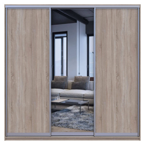 СІТІ ЛАЙТ Шафа-купе 2 ДСП / 1 Дзеркало ДОРОС (DOROS) 225x60x225