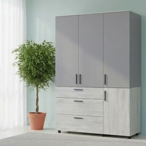 Фото шафи ТОРН 3 ДСП/3Ш штанга ДОРОС (DOROS) сосна натті / сірий в інтер'єрі