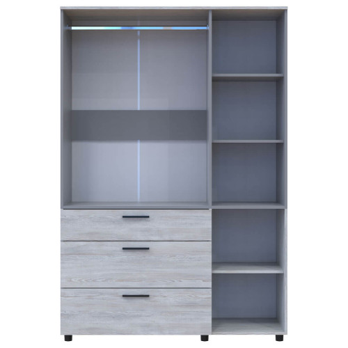 Фото шафи ТОРН 3 ДСП/3Ш штанга ДОРОС (DOROS) сосна натті / сірий – вигляд спереду наповнення