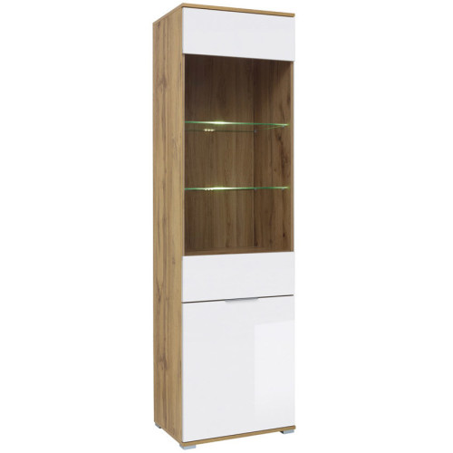 Фото витрины ZELE REG1W1D BRW дуб вотан / белый глянец