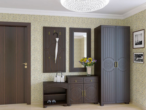 Фото тумбы МОНБЛАН М-6 САНТИ орех темный в интерьере прихожей