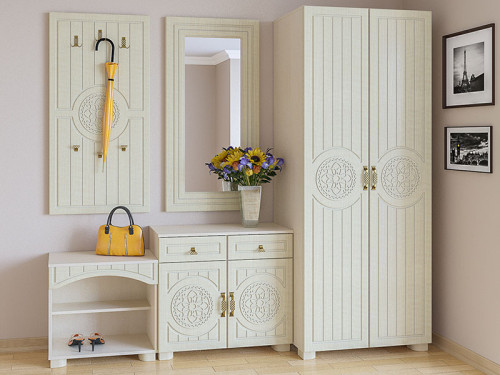 Фото тумбы МОНБЛАН М-6 САНТИ клен ванкувер / венге светлое в интерьере прихожей