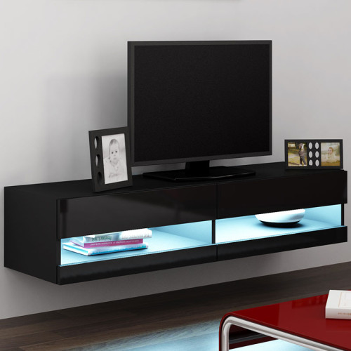 Фото навесной тумбы ТВ 140 NEW VIGO CAMA MEBLE черный / черный глянец