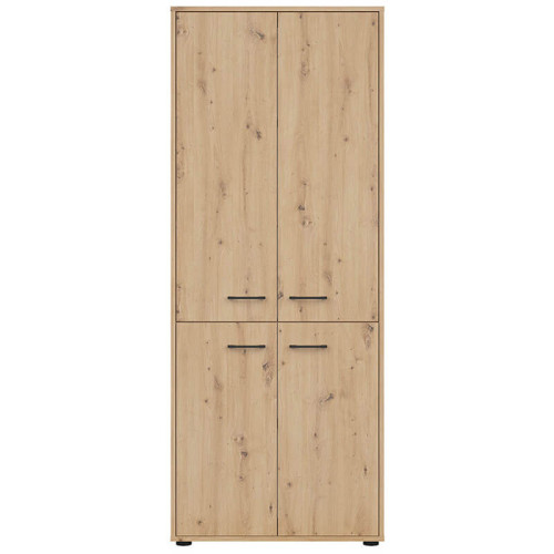 Фото шкафа с полками SPACE OFFICE REG4D/200/F12 BRW большее отделение сверху – вид сепереди