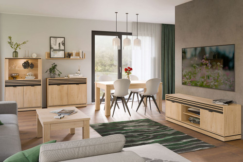 Фото низької вітрини FERRO FE04 LIVEO в інтер'єрі вітальні