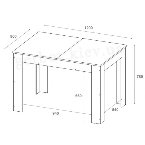 Фото обіднього столу ФЛІНТ ДОРОС (DOROS) – схема з розмірами