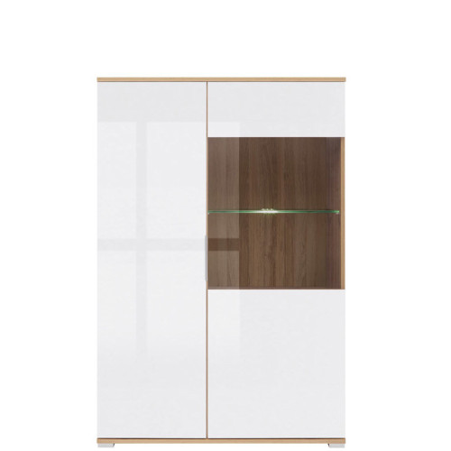 Фото витрины ZELE REG1W1D/90 BRW дуб вотан / белый глянец - вид спереди