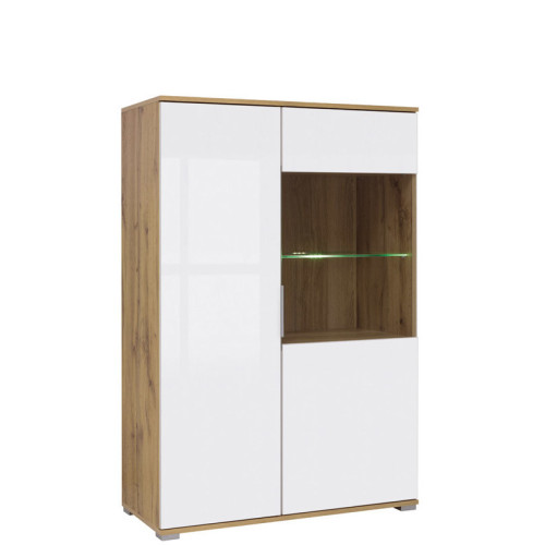 Фото витрины ZELE REG1W1D/90 BRW дуб вотан / белый глянец