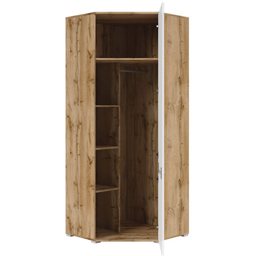 Фото углового шкафа ZELE SZFN1D BRW дуб вотан / белый глянец - наполнение