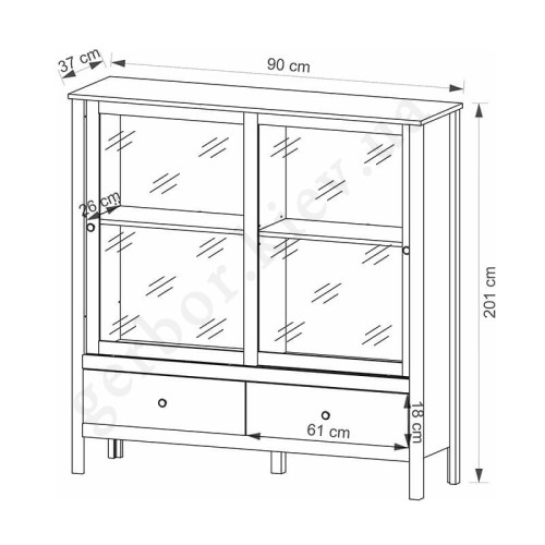 Фото витрины низкой OLE 2W2S MEBELBOS – схема