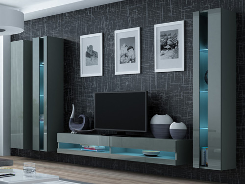 VIGO CAMA MEBLE Комплект New 6 серый / серый глянец