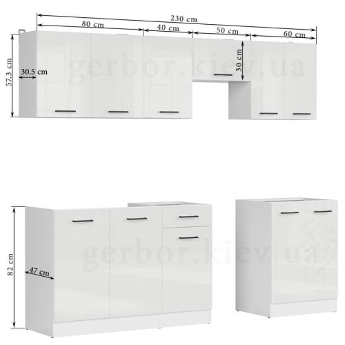 Фото кухні JUNONA LINE 230 ZBL BRW крейдяний глянець – розміри