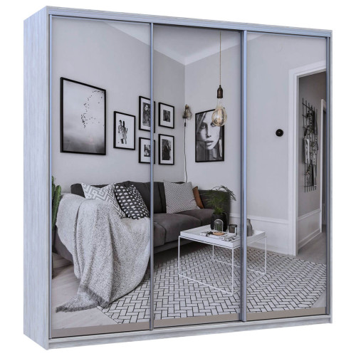 Фото шафи-купе 3 Дзеркала СІТІ ЛАЙТ ДОРОС (DOROS) 225x60x225 сосна натті – вигляд збоку