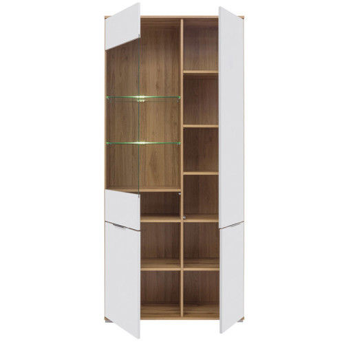 Фото витрины ZELE REG1W3D BRW дуб вотан / белый глянец - наполнение