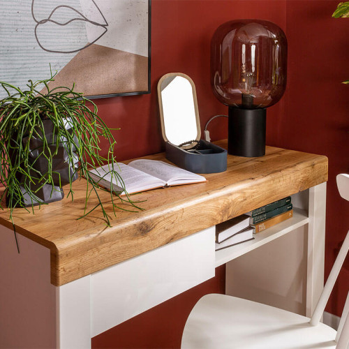 Фото туалетного столика HOLTEN BIU1S BRW белый / дуб вотан / белый глянец – столешница